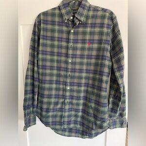 Ralph Lauren Plaid Button Down, Green, Size Small